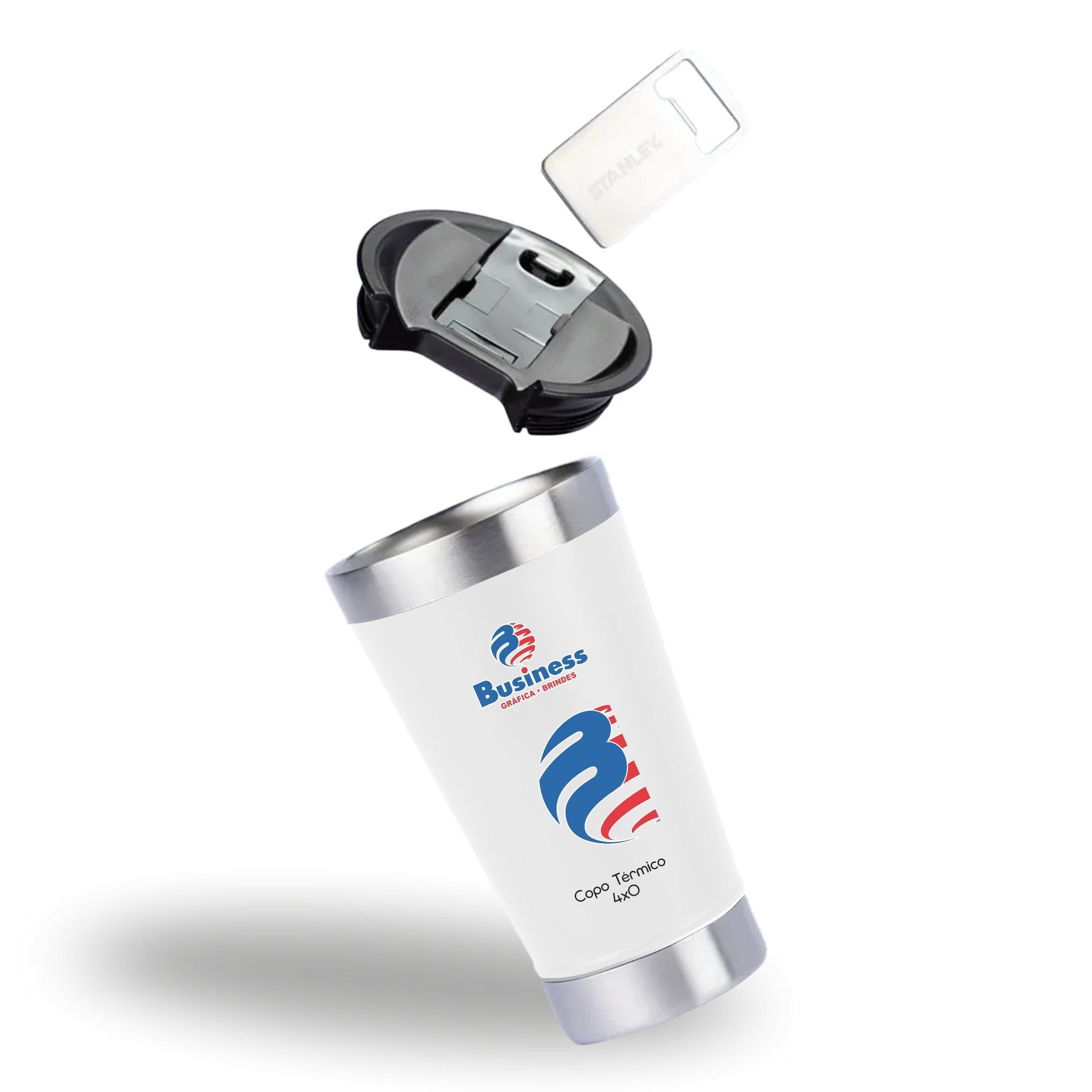 Copo Térmico Tipo Stanley Inox Branco 500ml